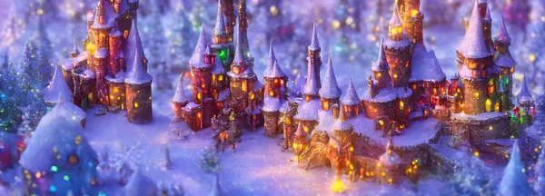 Abstract candy castle. Christmas background. 3d image. High quality illustration