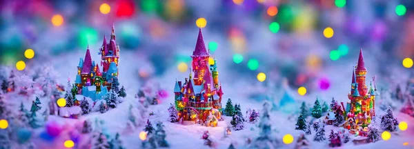 Abstract candy castle. Christmas background. 3d image. High quality illustration