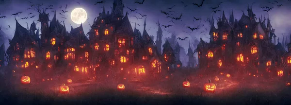 Halloween Hintergrund Hexenhütte Bannergröße Hochwertige Illustration — Stockfoto