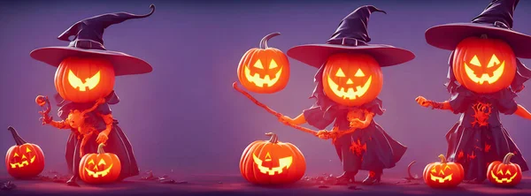 Halloween Pozadí Fantazie Roztomilá Čarodějnice Abstraktní Koncept Kvalitní Ilustrace — Stock fotografie