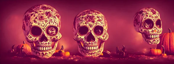 Halott Koponyák Napja Dia Los Muertos Vagyok Halott Mexikói Halloweeni — Stock Fotó