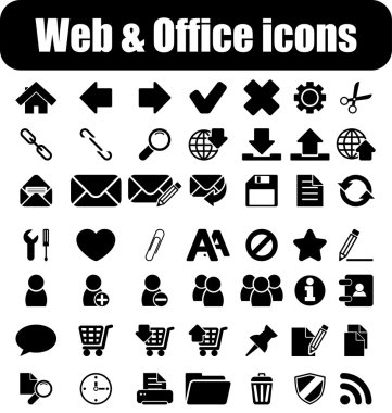 Web and office icons clipart