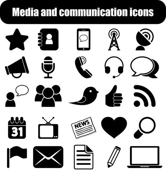 Media en communicatie iconen — Stockvector