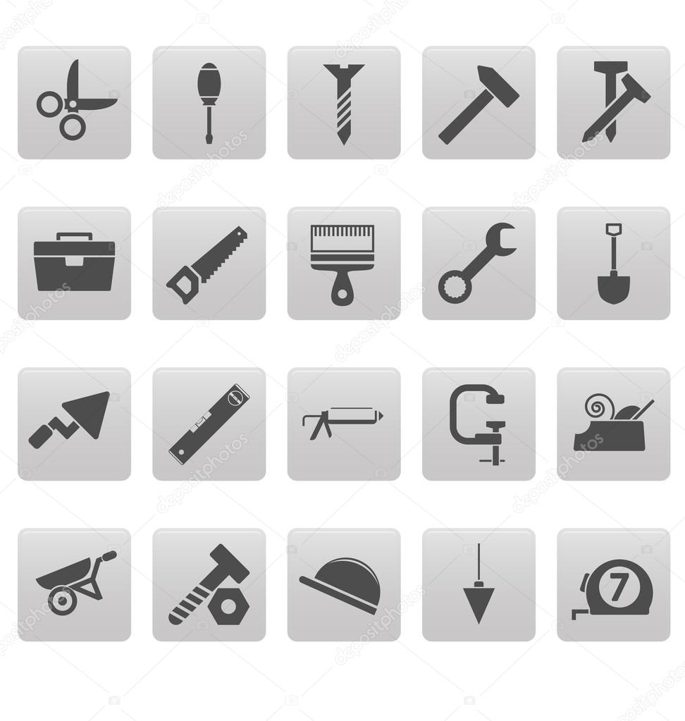 Tools icons on gray squares