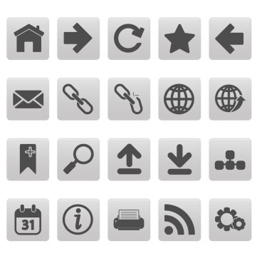 gri kareleri üzerinde Web Simgeler