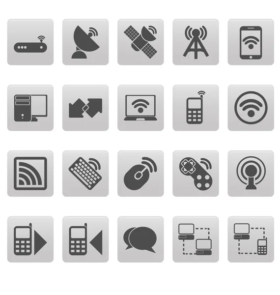 Iconos inalámbricos en cuadrados grises — Vector de stock