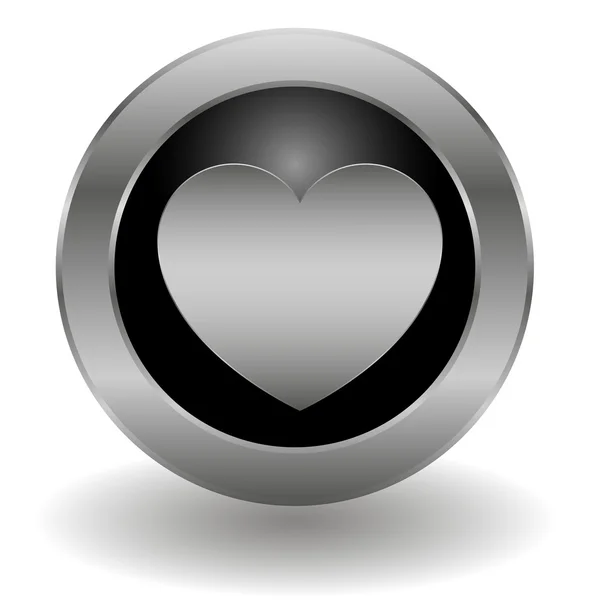 金属心脏按钮 — 图库矢量图片