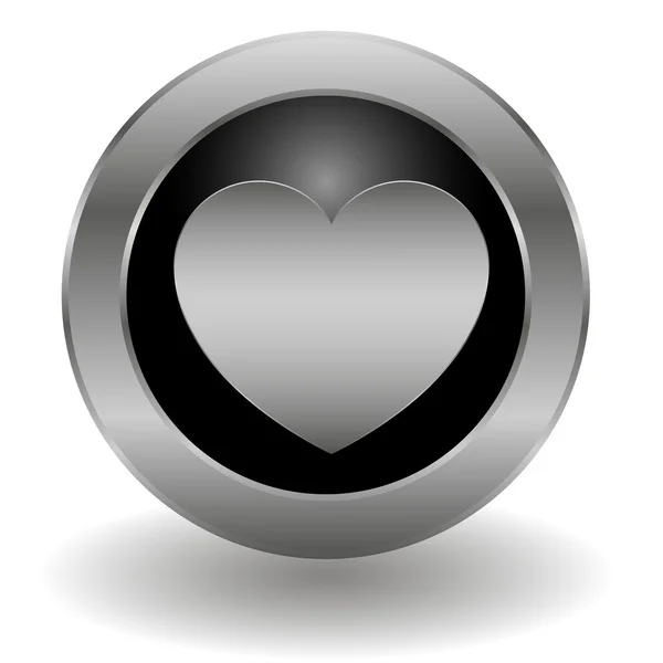 Bouton coeur métallique — Image vectorielle