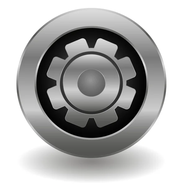 Metallic gear button — Stock Vector