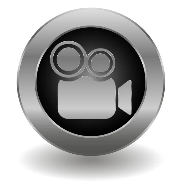 Bouton caméra vidéo métallique — Image vectorielle