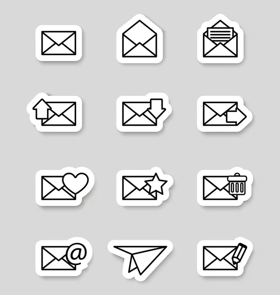 Icônes d'enveloppe sur les stikers — Image vectorielle