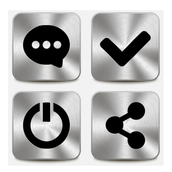 Web-иконки на металлических кнопках, набор vol 6 — стоковый вектор