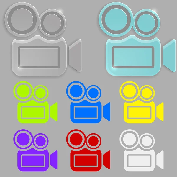 Icône caméra vidéo en verre — Image vectorielle