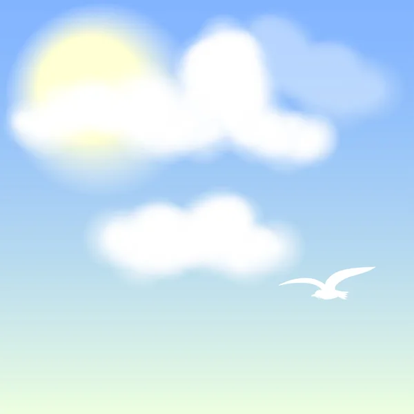 White Bird on blue sky with clouds — ストックベクタ