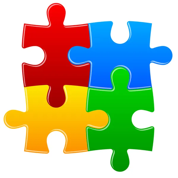 Vier Farben Puzzle Hintergrund — Stockvektor