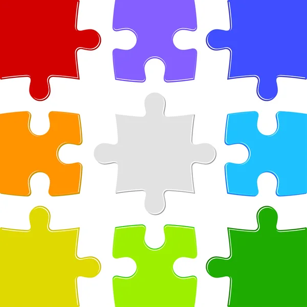 Neuf puzzles de couleur — Image vectorielle