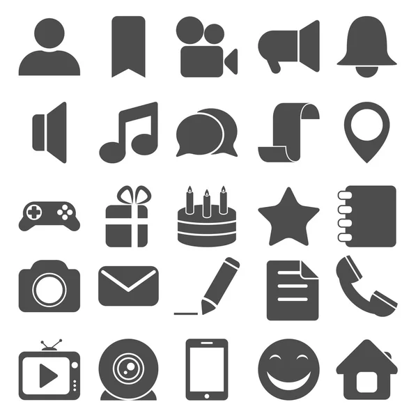 Iconos sociales y de medios — Vector de stock