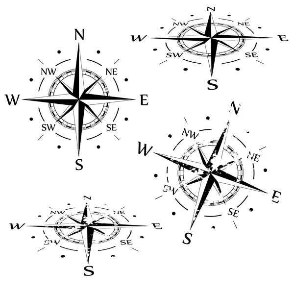 Grunge vektörel pusula seti — Stok Vektör