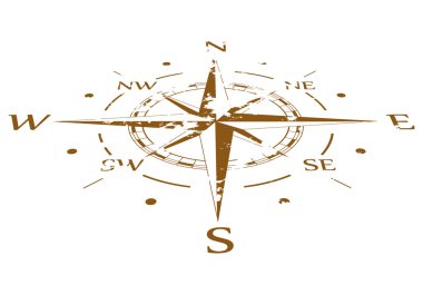 Brown grunge vector compass compressed clipart