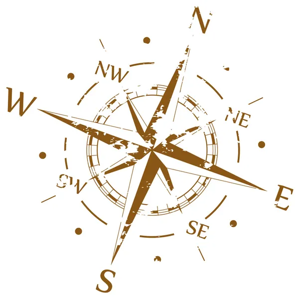 Brown grunge vector compass — Stock Vector