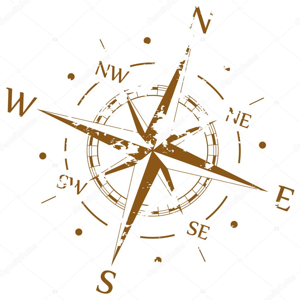 Brown grunge vector compass