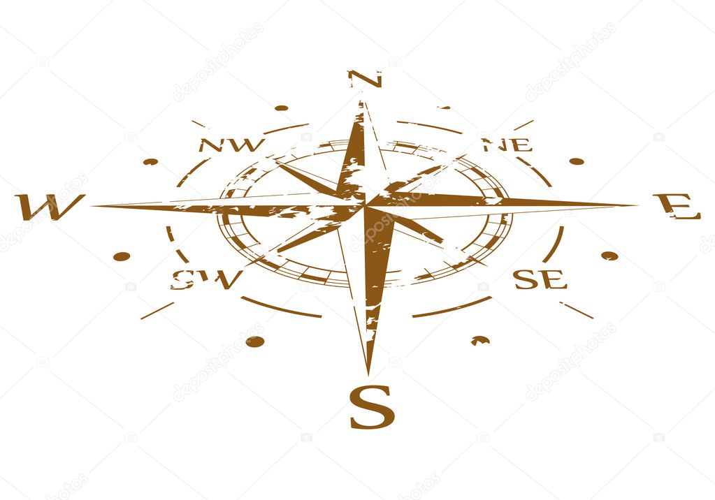 Brown grunge vector compass compressed