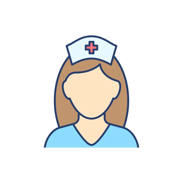 Enfermeira avatar ícone de linha plana — Vetor de Stock