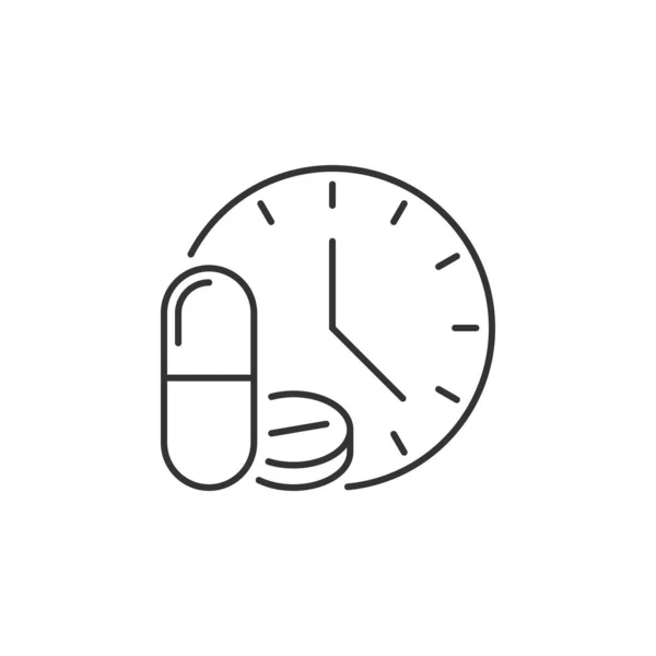 Hora de tomar pílulas ícone linear — Vetor de Stock
