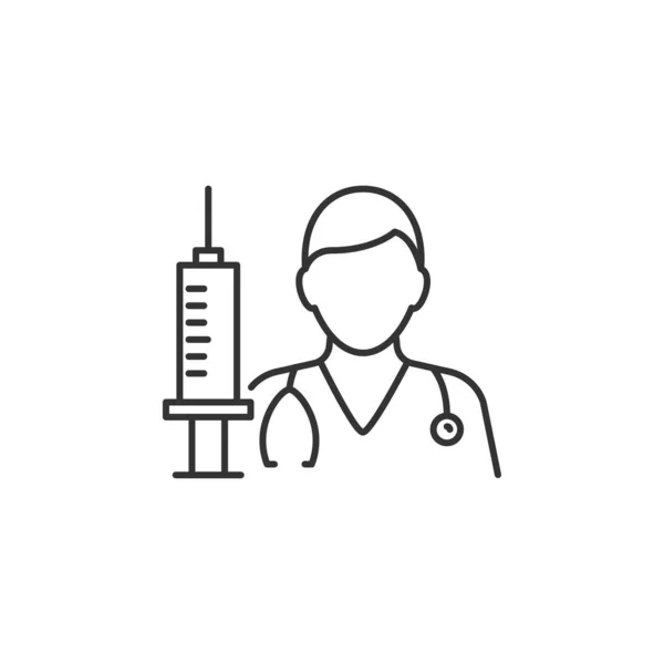 Médecin avec une seringue avec un vaccin — Image vectorielle