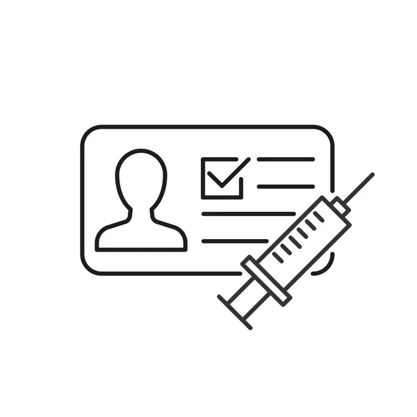 Vaccination certificate card line icon — стоковый вектор