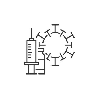 Aşı şişesi çizgisi simgesi olan şırınga