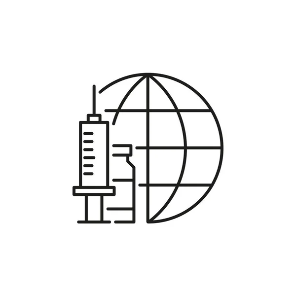 World vaccination line icon. Coronavirus epidemic concept — Vettoriale Stock