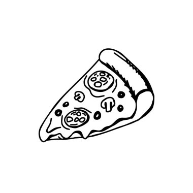 Pizza dilimi el çizimi vektör illüstrasyonu