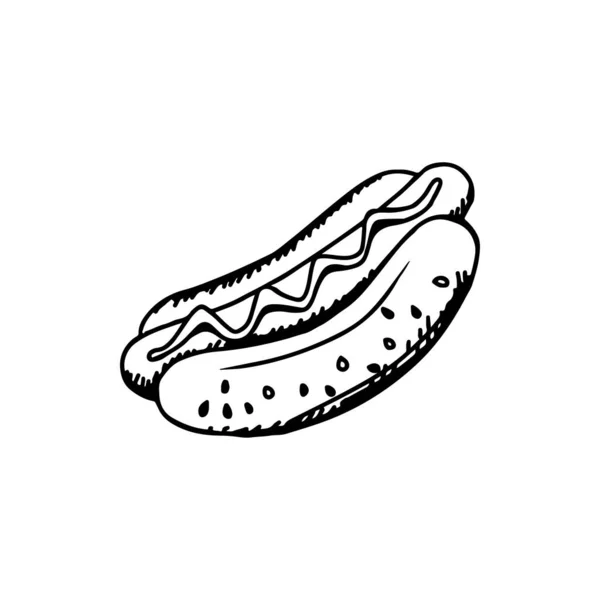 Hot Dog ruční kreslení vektorové ilustrace — Stockový vektor