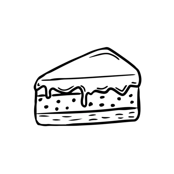 Pedaço de bolo mão desenho vetor ícone —  Vetores de Stock