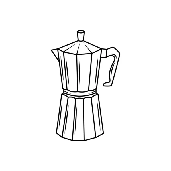 Geyser coffee maker vector line icon — Stock Vector
