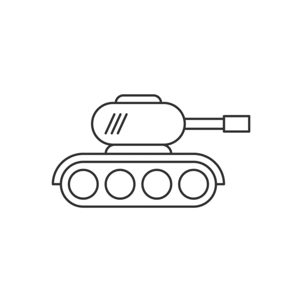 白色背景的作战坦克线图标 — 图库矢量图片