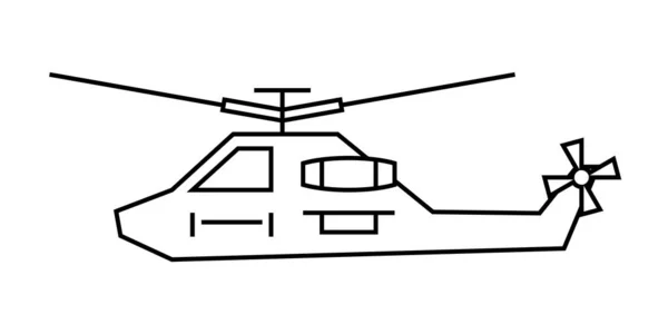 Ícone de vetor de linha de helicóptero militar — Vetor de Stock