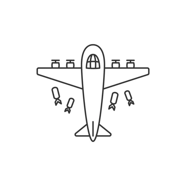 Ícone de vetor de linha de avião bombardeiro — Vetor de Stock