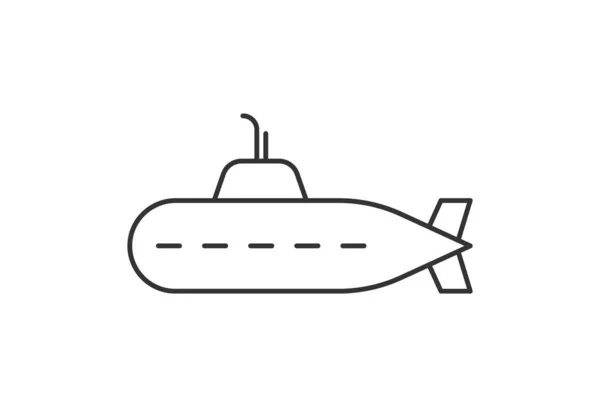 Military submarine line icon on white — Vector de stock