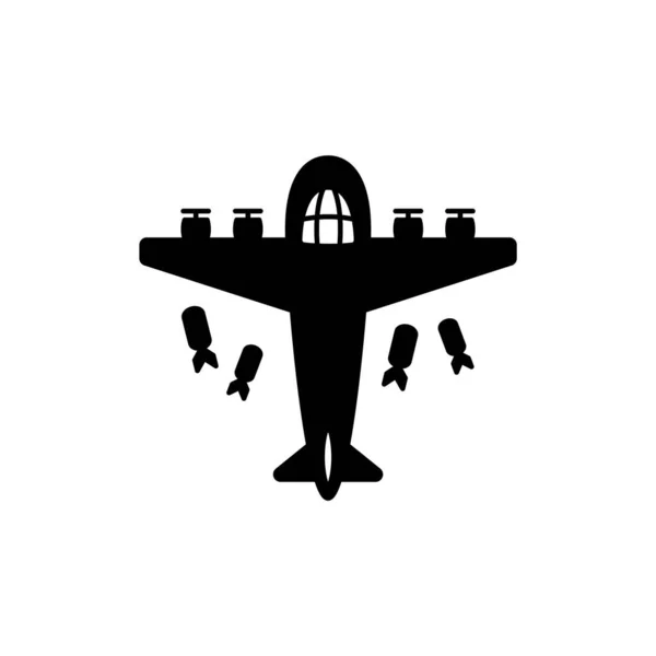 Bomber plane black vector icon — Vector de stock