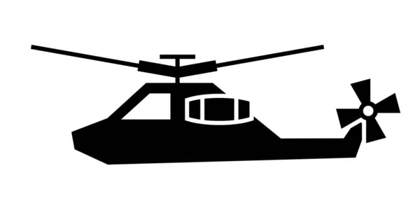 Helicóptero militar ícone vetor preto — Vetor de Stock