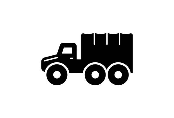 Military truck black vector icon — Vetor de Stock