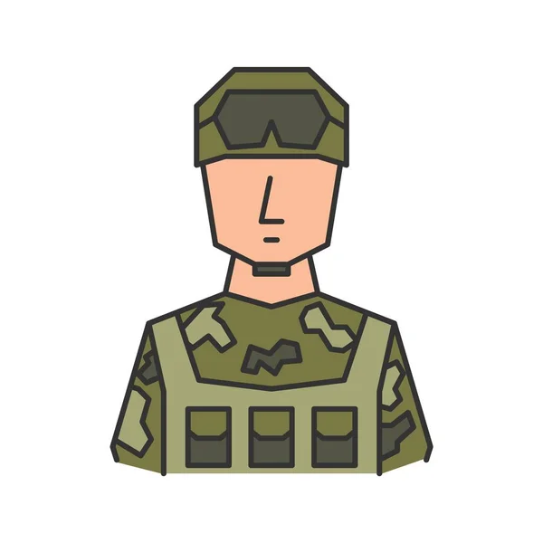 Soldat Helm Avatar Vektor Flache Ikone — Stockvektor