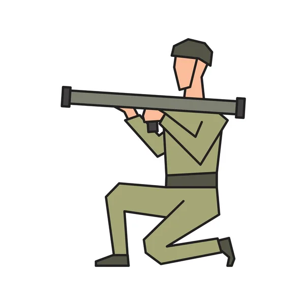 Soldaten Knä Med Raketgevär Vektorillustration — Stock vektor