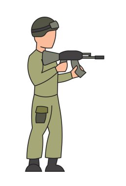 Makineli tüfekli bir asker. Vektör illüstrasyonu