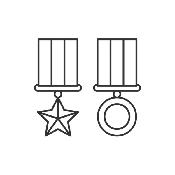 Medal Military Valor Line Icon Editable Stroke — Stockvector