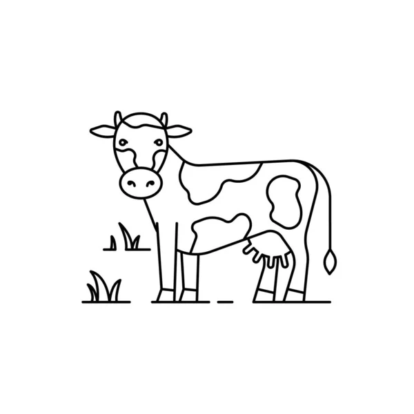 Cow Vector Illustration Linear Style Editable Stroke — стоковый вектор