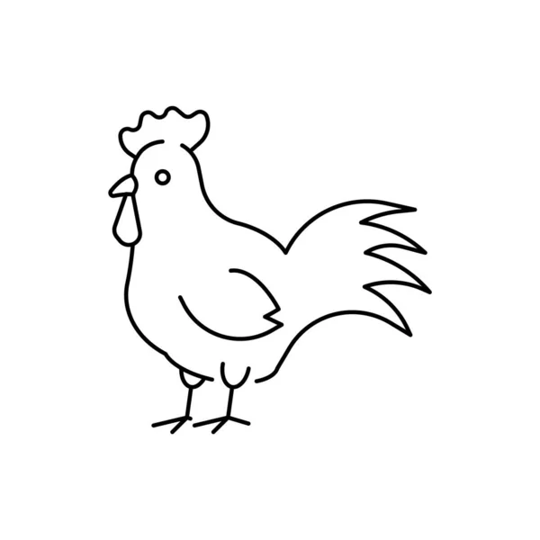 Rooster Farm Animal Linear Icon Editable Stroke — Image vectorielle