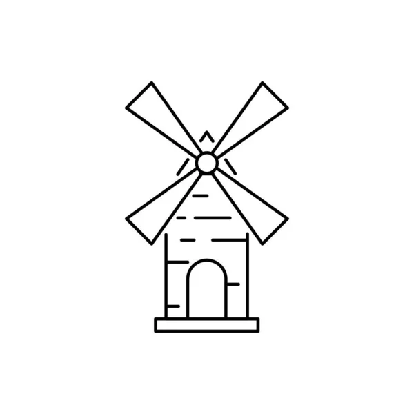 Windmill Linear Icon Editable Stroke —  Vetores de Stock